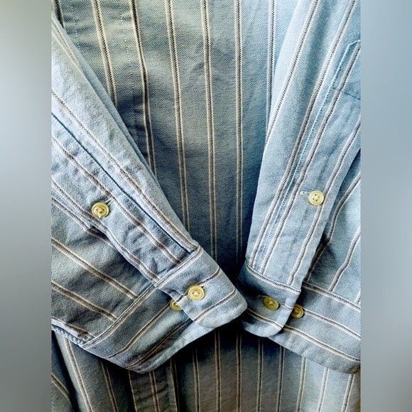 Ralph Lauren Classic Fit White Striped Blue Polo Shirt Large (Neck 16) Host Pick - Picture 4 of 5